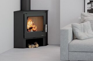 Vrijstaande houthaard hoek 9 KW Bronpi, Lerma, zwart