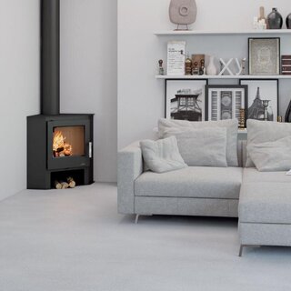 Vrijstaande houthaard hoek 9 KW Bronpi, Lerma, zwart