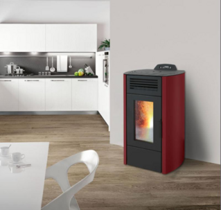 Vrijstaande pellethaard 7 kW ESWO 70, bordeaux