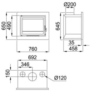 Hout inzethaard front 14 kW Bronpi, Florida