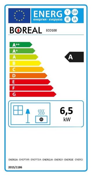 Vrijstaande houthaard front 6,5 KW Boreal, ECO 100, zwart