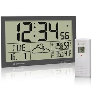 10x Digitale wandklok en weerstation Bresser, 7001800QT5000, grijs