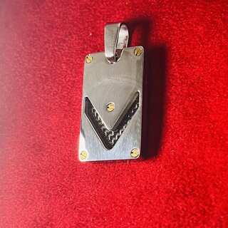 Heren Dogtag Pendant - staal/goud Santos model black carbon