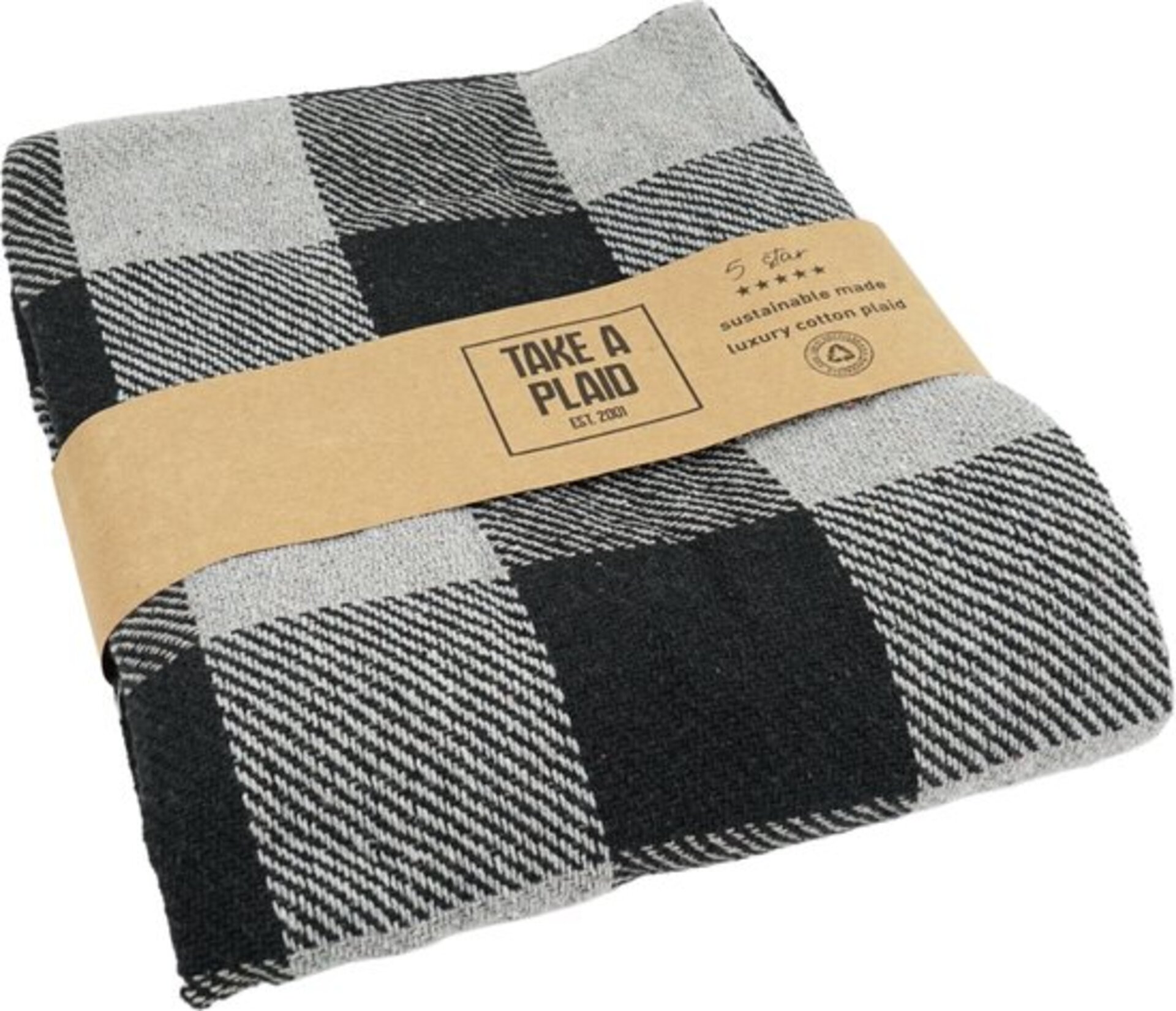 ca.16x Take a Plaid gerecycled katoen grey/black 125 x 150 cm