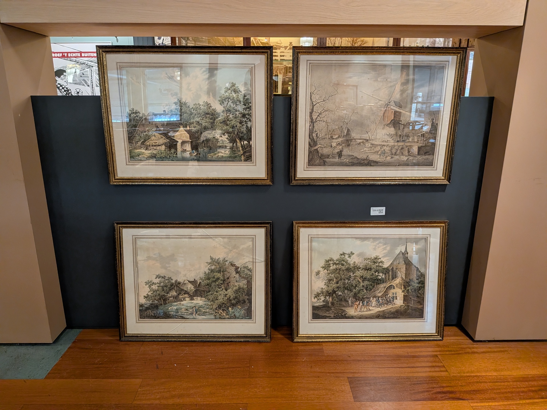 4x Afbeelding in houten lijst