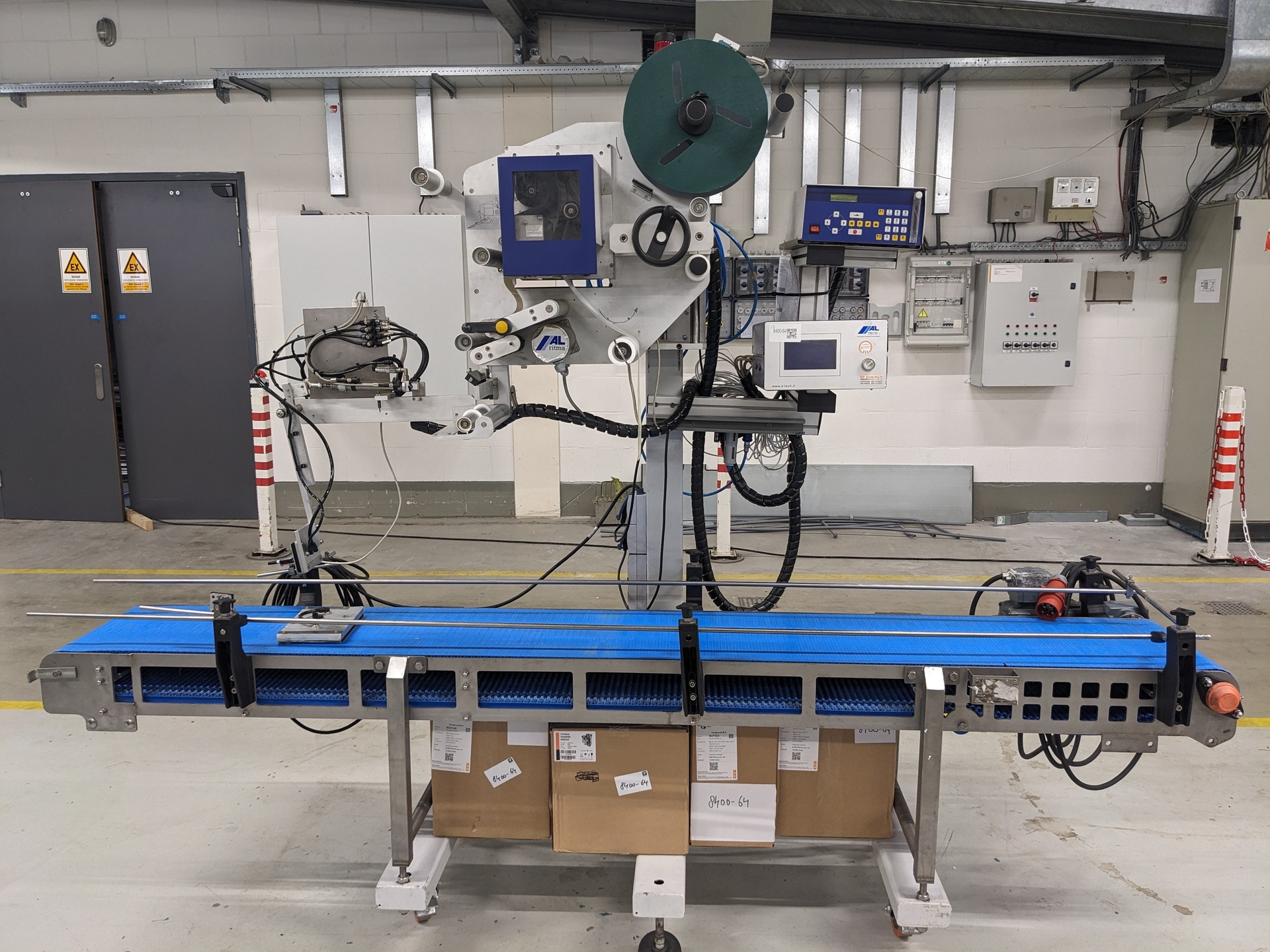 Zelfklevende etiketeer machine, Altech, Alritma, blauw, 2006