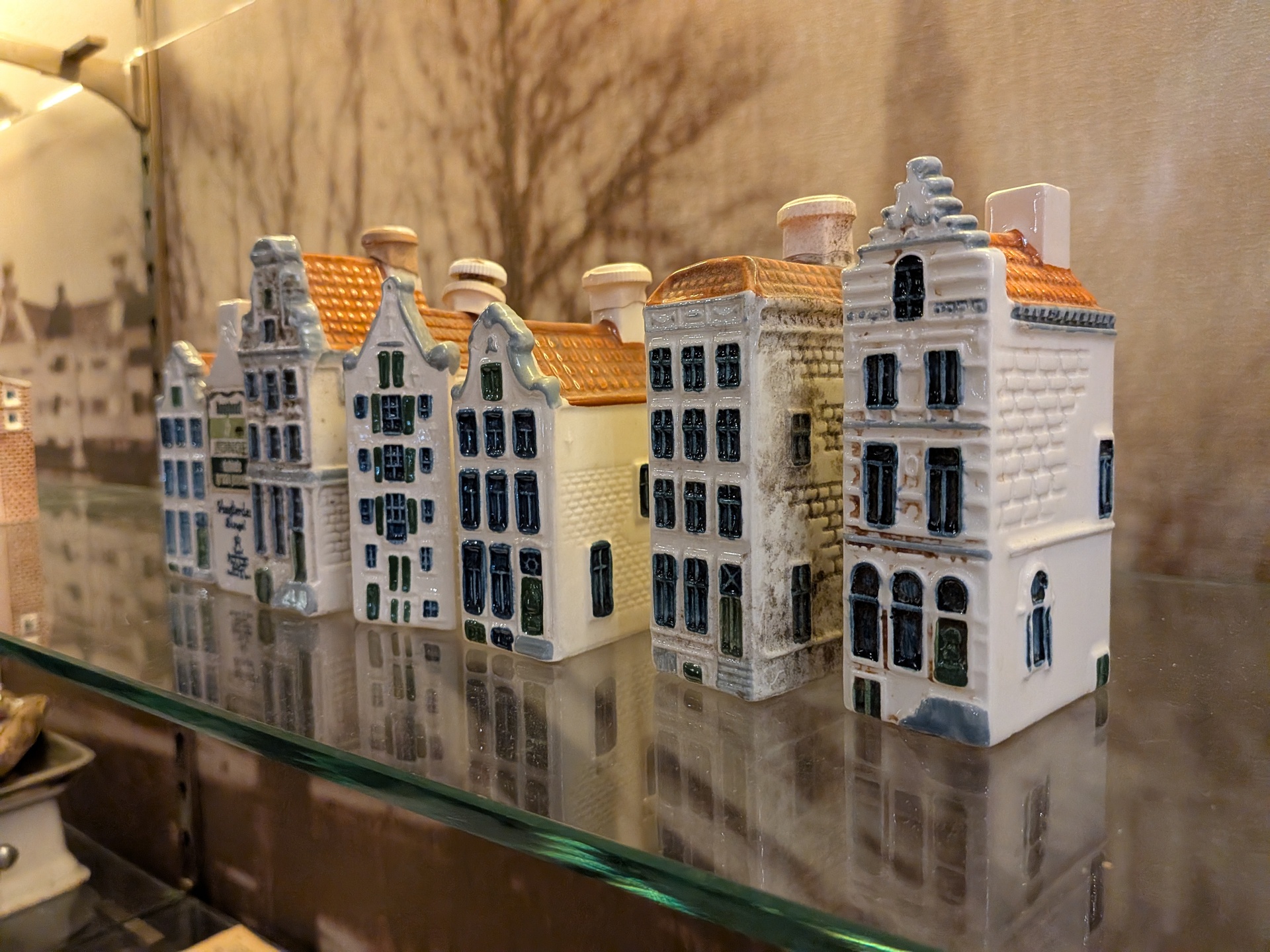 7x Delfts blauwe KLM huisjes