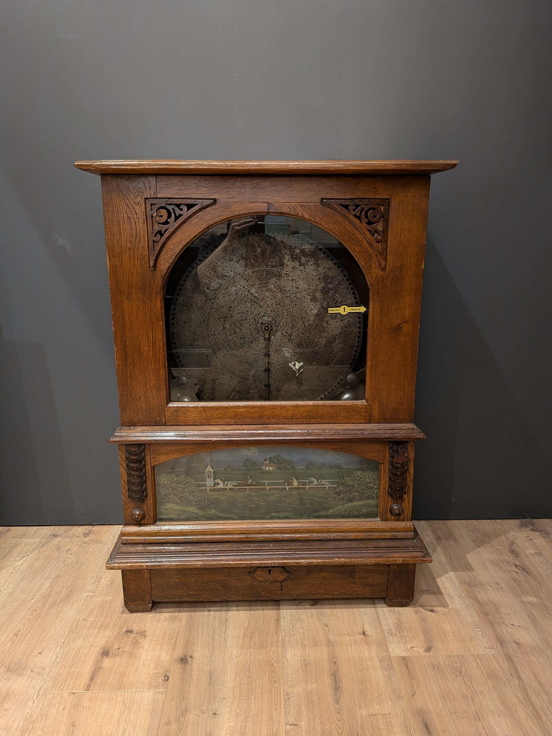 Antieke Kalliope Panorama Automat met mechaniek, Engeland 19e eeuw