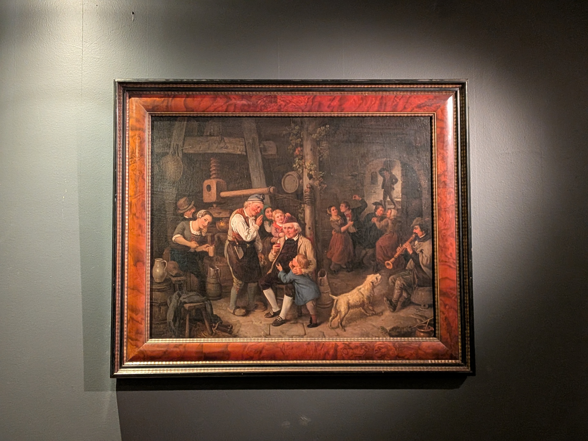 Dansende en drinkende dorpelingen, Olieverf op doek, 19e eeuw