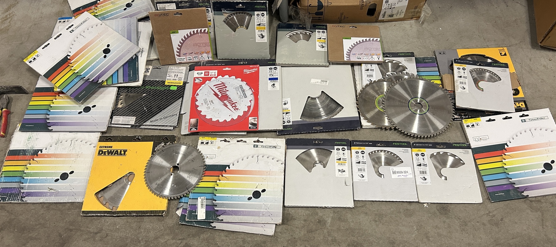 Partij zaagbladen ca. 40x W.o. DeWALT, Festool, Milwaukee, ROTEC