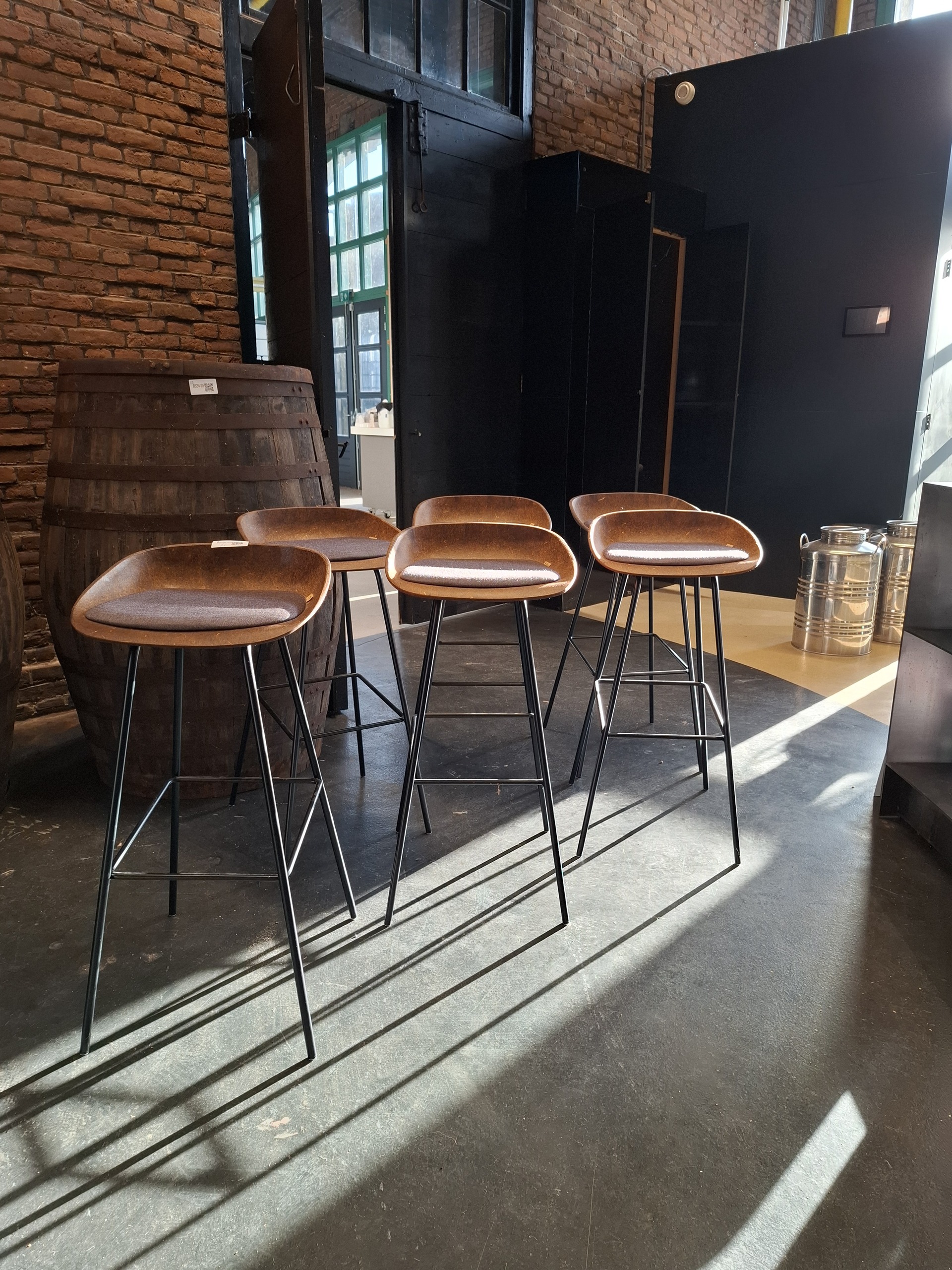 6x Design barkruk Vepa, Hemp, zwart bruin, bouwjaar 2023