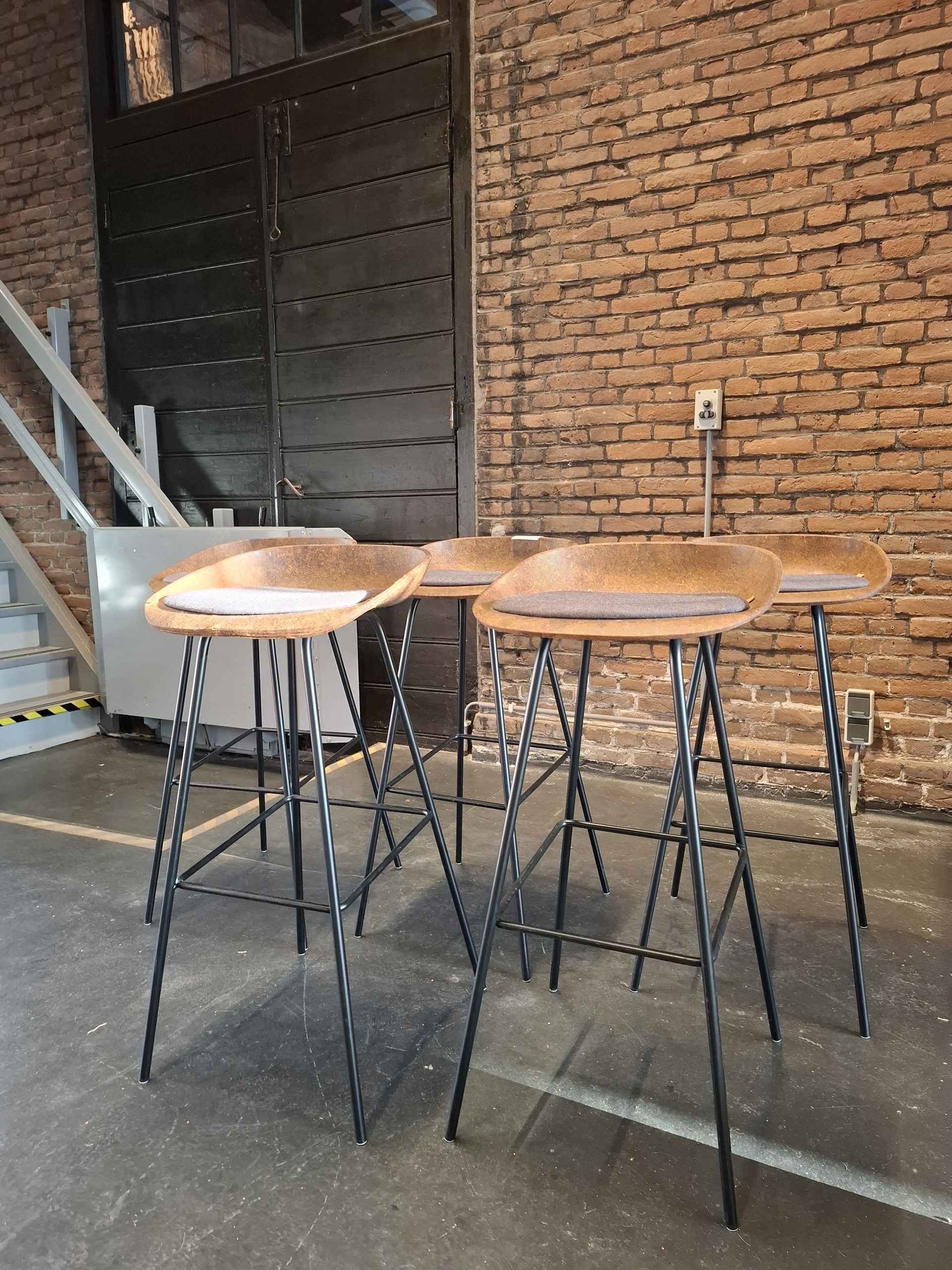 5x Design barkruk Vepa, Hemp, zwart bruin, bouwjaar 2023