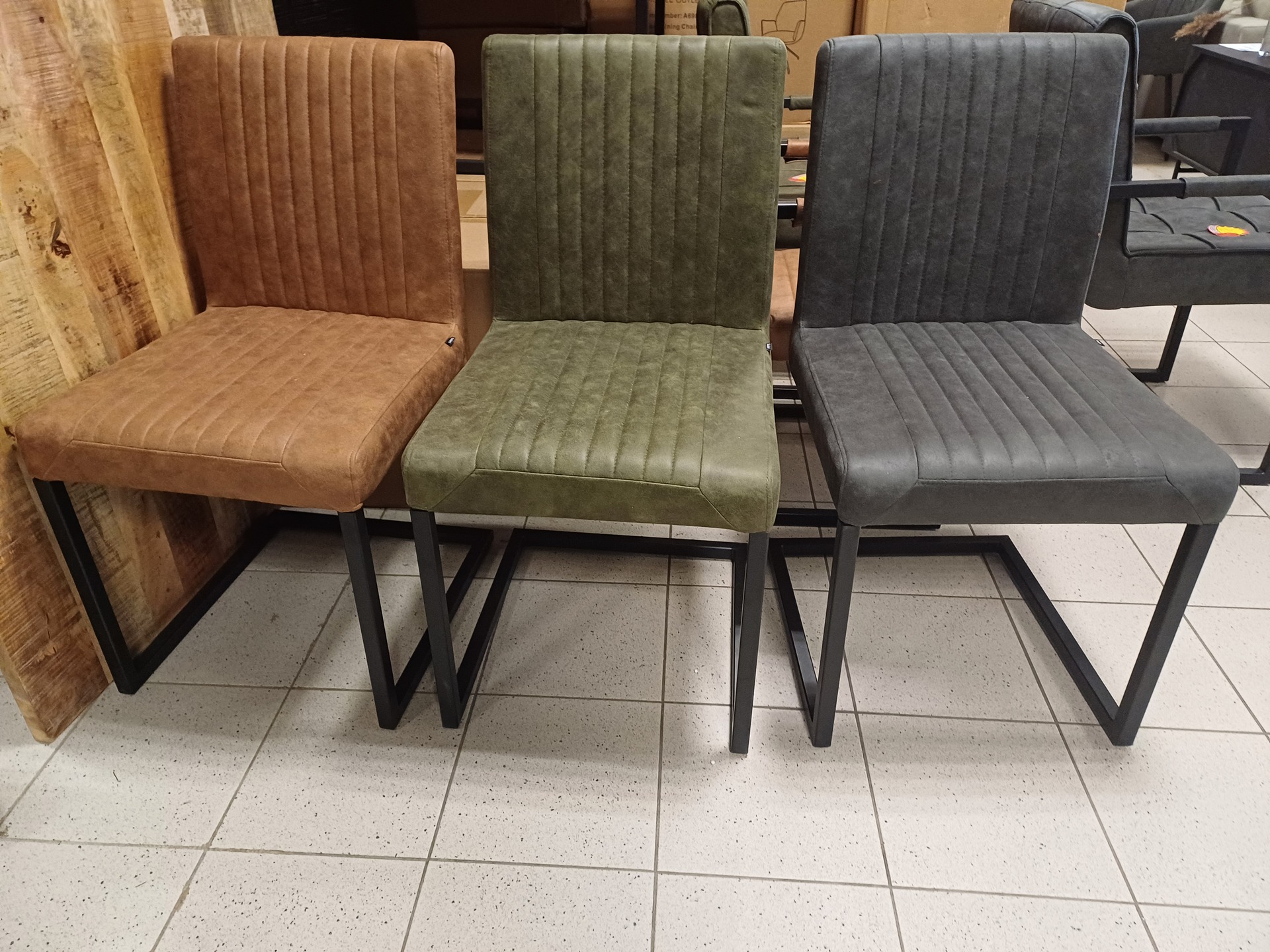 4x Industriële eetkamer stoel, Cognac, 2025