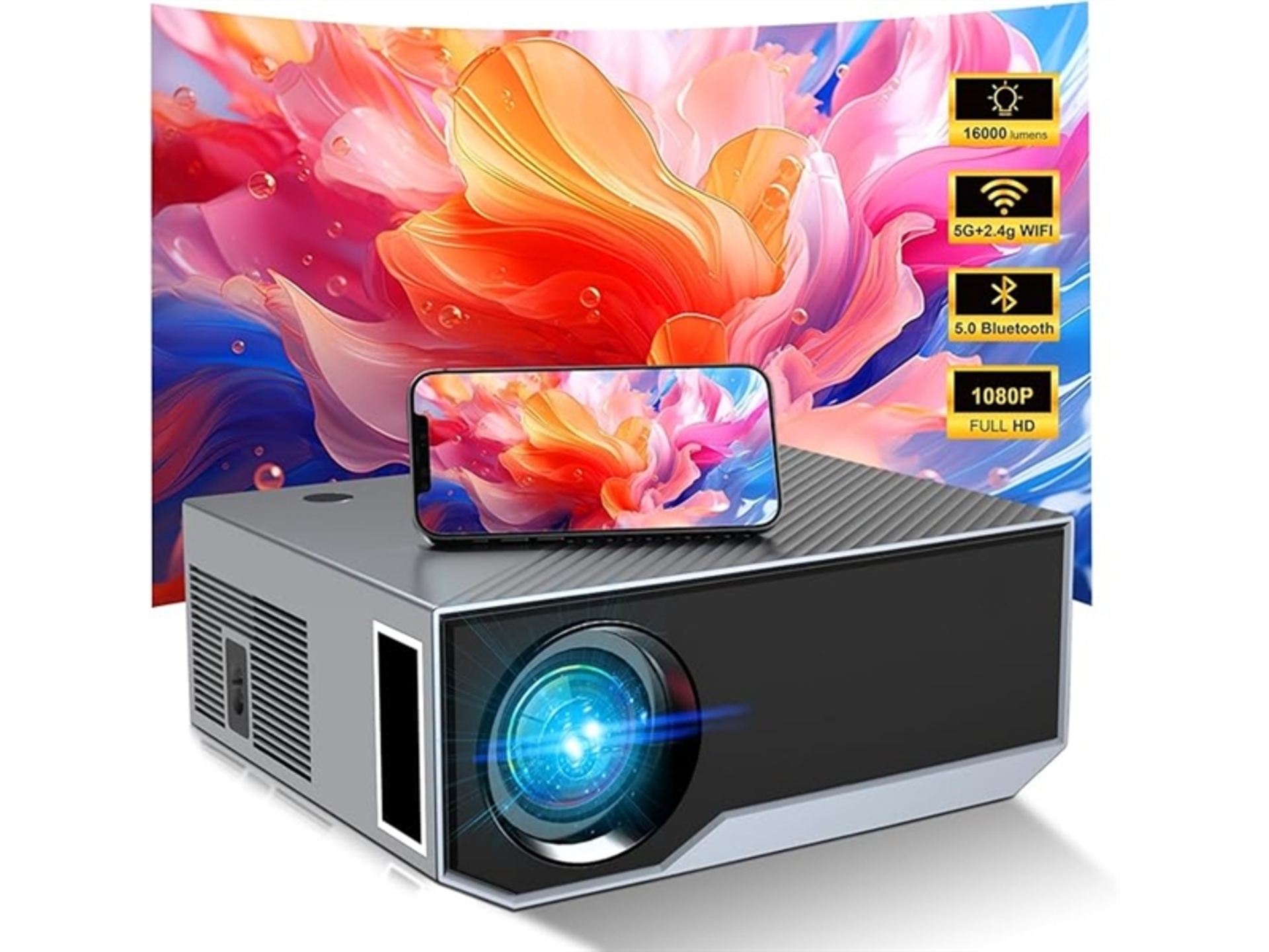 CoolEeve Portable Bluetooth WiFi 1080P 650ANSI Projector