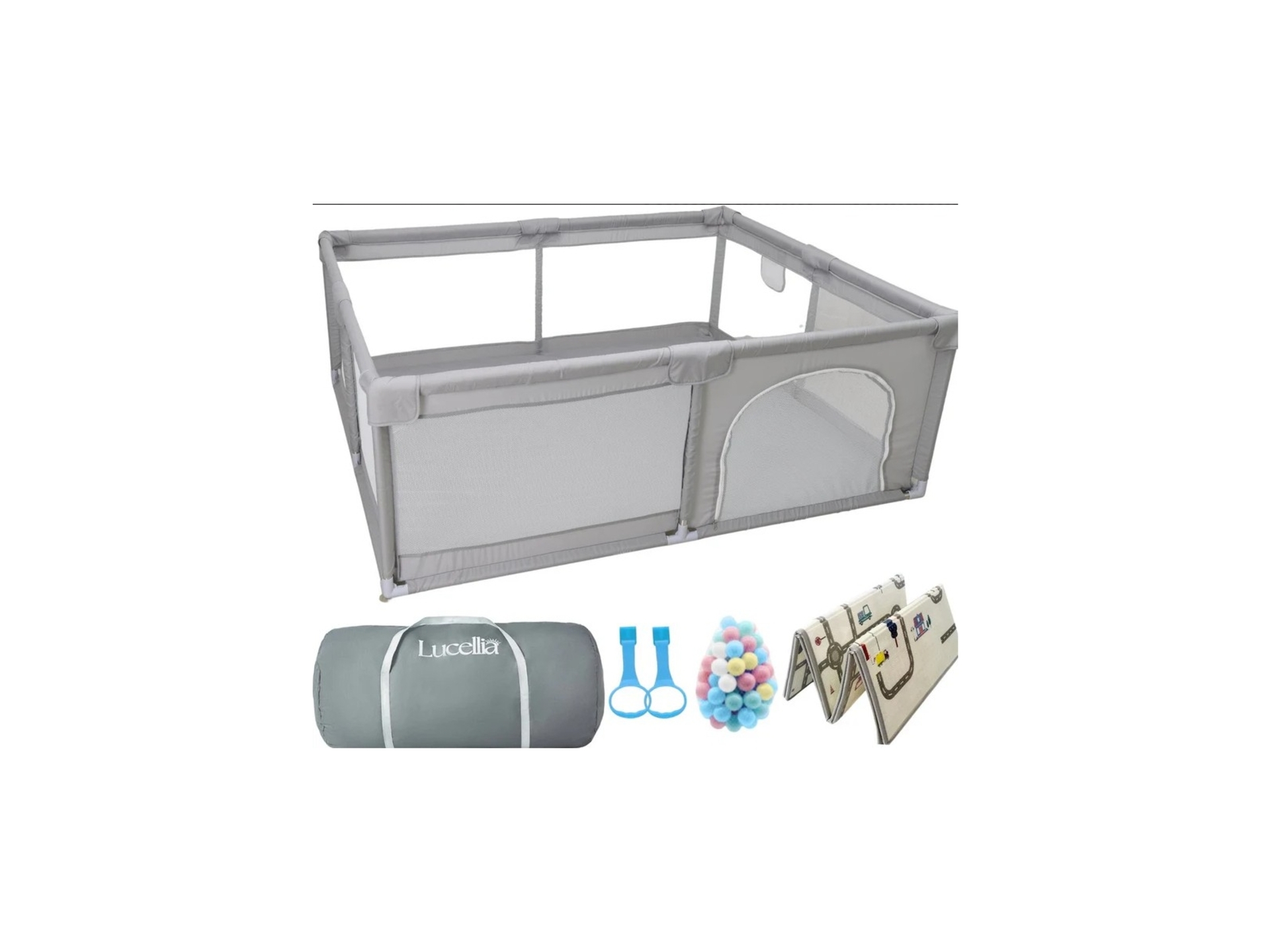 Lucellia Grondbox Baby Speelbox Inclusief Dubbelzijdige Speelmat Licht